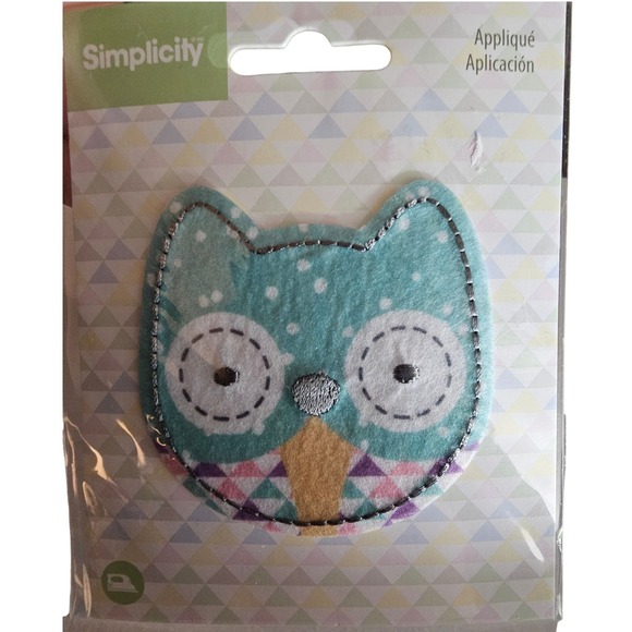 Simplicity Other - Simplicity Owl Iron On Applique Patch Teal Blue Polka Dot Geometric 1939724001
